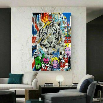 Toile pop art tigre animaux tableaux tableaux muraux XXL - format portrait - 180 x 90 cm 4