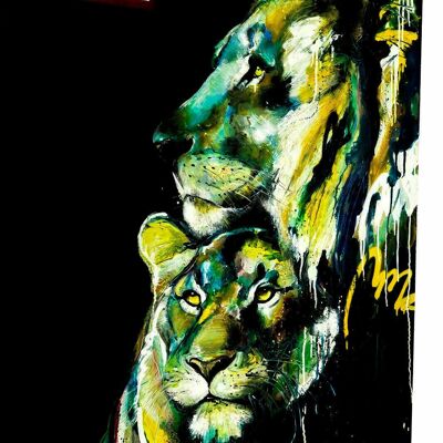 Canvas Abstract Lion Love Animals Pictures Wall Art - Portrait Format - 40 x 30 cm