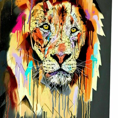 Tela Astratta Leone Leone Animali Quadri Wall Art - Formato Ritratto - 40 x 30 cm