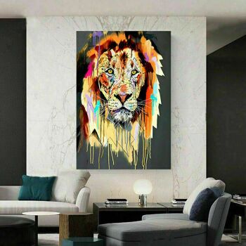 Toile Abstraite Lion Lion Animaux Photos Wall Art - Format Portrait - 40 x 30 cm 3