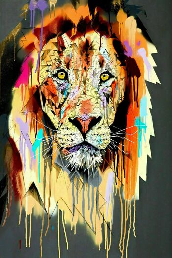 Toile Abstraite Lion Lion Animaux Photos Wall Art - Format Portrait - 60 x 40 cm 2