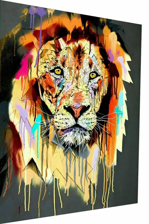 Leinwand Abstrakt Löwe Lion Tiere Bilder Wandbilder  - Hochformat - 100 x 75 cm
