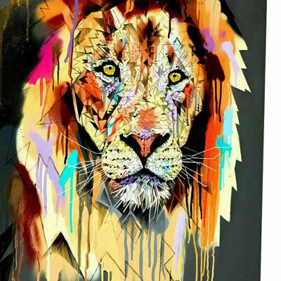 Leinwand Abstrakt Löwe Lion Tiere Bilder Wandbilder  - Hochformat - 100 x 75 cm