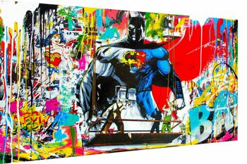 Pop Art Batman Hero Hero Tableaux sur Toile - Format Paysage - 90 x 60 cm 1