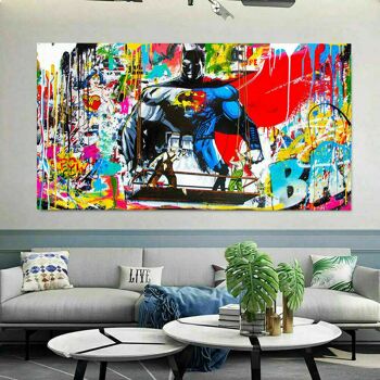 Pop Art Batman Hero Hero Tableaux sur Toile - Format Paysage - 90 x 60 cm 5