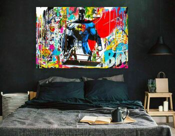Pop Art Batman Hero Hero Tableaux sur Toile - Format Paysage - 100 x 75 cm 3