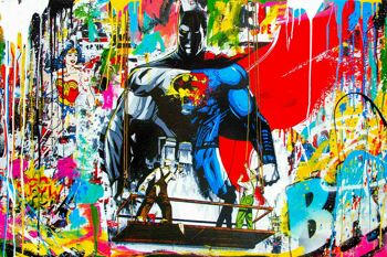 Pop Art Batman Hero Hero Tableaux sur Toile - Format Paysage - 160 x 120 cm 2