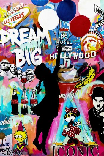 Pop Art Dream Big Hollywood Tableaux sur Toile - Format Portrait - 60 x 40 cm 2