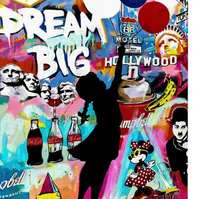 Pop Art Dream Big Hollywood Cuadro en Lienzo - Retrato - 75 x 50 cm