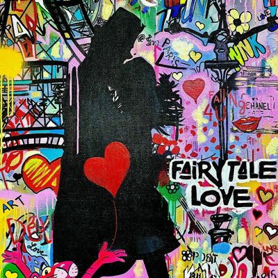Pop Art Love Tableaux sur Toile Tableaux Muraux - Format Portrait - 120 x 80 cm