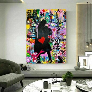 Pop Art Love Tableaux sur Toile Tableaux Muraux - Format Portrait - 150 x 100 cm 5