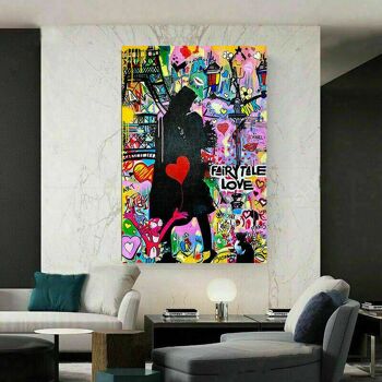 Pop Art Love Tableaux sur Toile Tableaux Muraux - Format Portrait - 180 x 100 cm 3