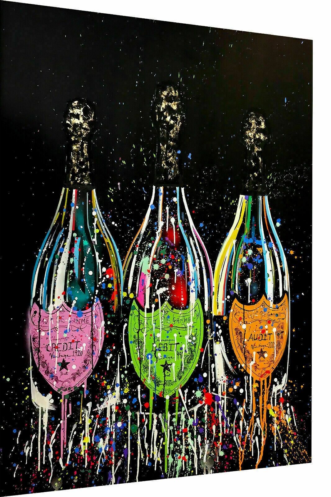 Canvas Alcohol Bottles Art Deco Pictures Wall Pictures - Portrait Format - 40 x 30 cm