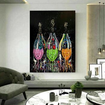 Toile Bouteilles d'Alcool Tableaux Art Déco Tableaux Muraux - Format Portrait - 120 x 80 cm 5