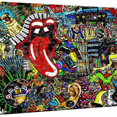 Pop Art Leinwand Zunge Mund Kunst Bilder Wandbilder - Querformat - 40 x 30 cm