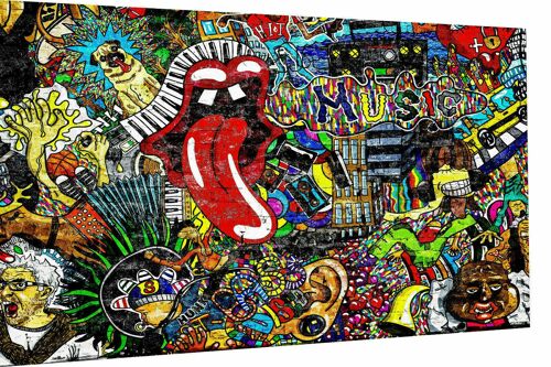 Pop Art Leinwand Zunge Mund Kunst Bilder Wandbilder - Querformat - 60 x 40 cm