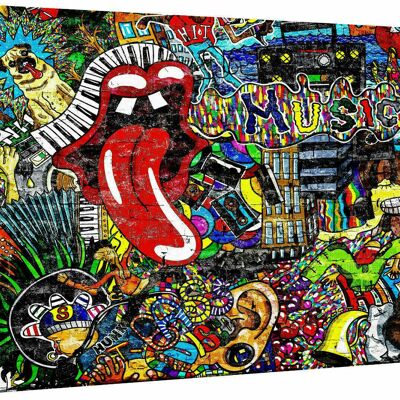 Pop Art Leinwand Zunge Mund Kunst Bilder Wandbilder - Querformat - 90 x 60 cm