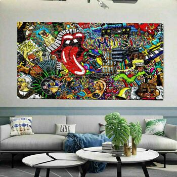 Tableaux Pop Art sur toile langue bouche art tableaux muraux - format paysage - 180 x 90 cm 5