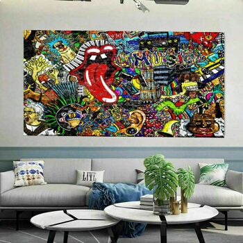 Tableaux Pop Art sur toile langue bouche art tableaux muraux - format paysage - 180 x 100 cm 5