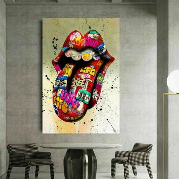 Toile langue bouche pop art tableaux tableaux muraux - format portrait - 40 x 30 cm 4