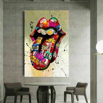 Tableaux sur toile langue bouche pop art tableaux muraux - format portrait - 180 x 90 cm 4