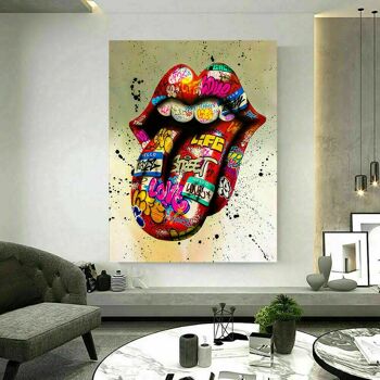 Tableaux sur toile langue bouche pop art tableaux muraux - format portrait - 180 x 90 cm 5