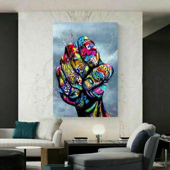 Pop Art poing main toile tableaux art mural - format portrait - 120 x 80 cm 3