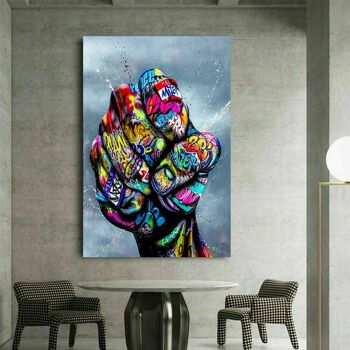 Pop Art poing main toile tableaux art mural - format portrait - 150 x 100 cm 4