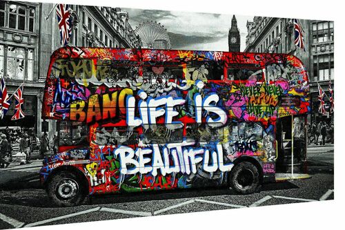 Pop Art Bus Doppeldecker Leinwand Bilder Wandbilder - Querformat - 60 x 40 cm