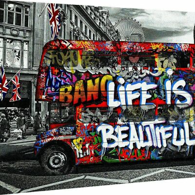 Pop Art Bus Doppeldecker Leinwand Bilder Wandbilder - Querformat - 150 x 100 cm