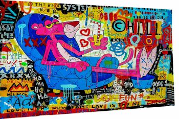 Toile Panthère Rose Art Pop Art Wall Art - Paysage - 90 x 60 cm 1
