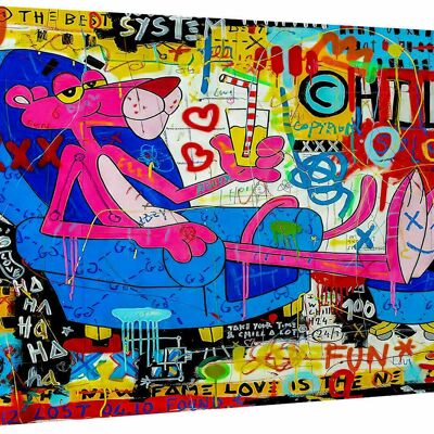 Leinwand Rosarote Panther Kunst Pop Art Wandbilder - Querformat - 90 x 60 cm