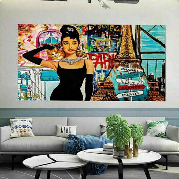 Toile Pop Art Femme Marques Photos Wall Art - Format Paysage - 150 x 100 cm 5
