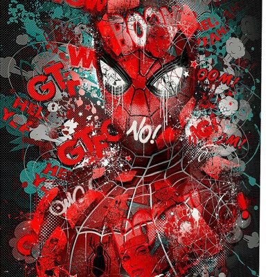 Pop Art Spiderman Hero Hero Lienzo Cuadros Arte de Pared - Formato Retrato - 40 x 30 cm