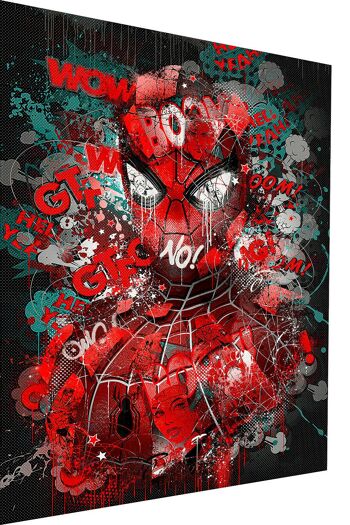 Toile Pop Art Spiderman Héros Héros Décoration Murale - Format Portrait - 40 x 30 cm 1