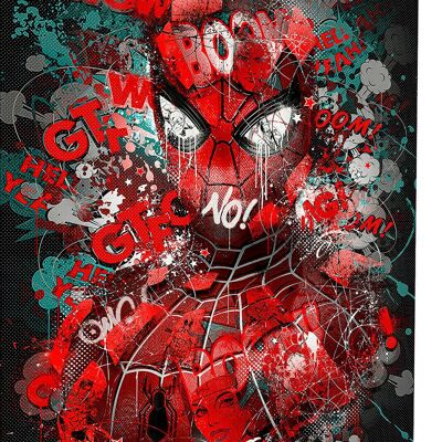 Toile Pop Art Spiderman Héros Héros Décoration Murale - Format Portrait - 180 x 90 cm