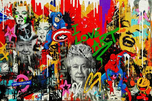 Pop Art Charaktere Leinwand Bilder Wandbilder - Querformat - 180 x 100 cm