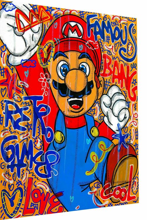 Pop Art Mario Kart Spiel Leinwand Bilder Wandbilder - Hochformat - 40 x 30 cm