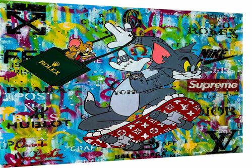 Pop Art Tom and Jerry  Leinwand Bilder Wandbilder- Querformat - 60 x 40 cm