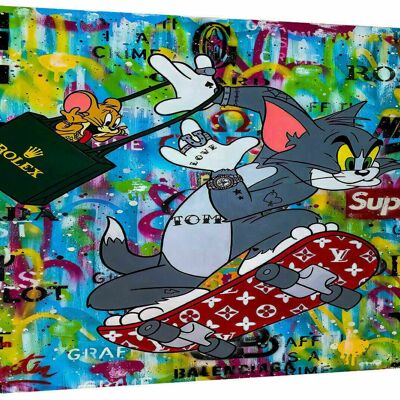 Pop Art Tom and Jerry  Leinwand Bilder Wandbilder- Querformat - 100 x 75 cm