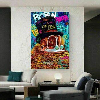 Tableaux sur toile Pop Art Geld Money tableaux muraux - format portrait - 75 x 50 cm 3