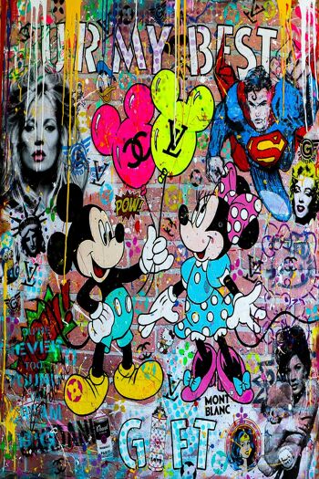 Tableaux sur toile pop art Mickey Mouse tableaux muraux - format portrait - 90 x 60 cm 2