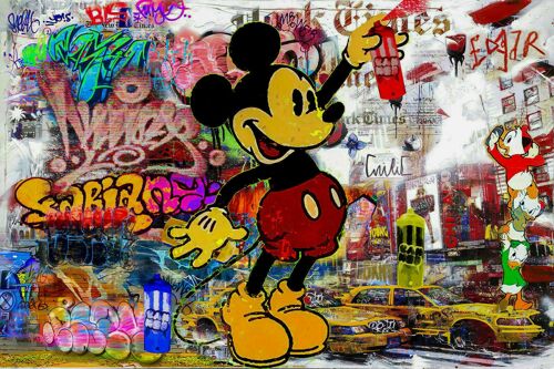 Pop Art Micky Maus Graffiti Leinwand Bilder Wandbilder - Querformat - 40 x 30 cm