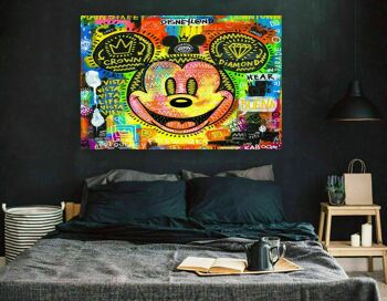 Pop Art Mickey Mouse Décoration murale sur toile humoristique - Format paysage - 100 x 75 cm 2