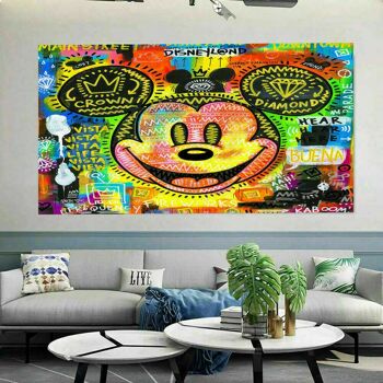Pop Art Mickey Mouse Décoration murale sur toile humoristique - Format paysage - 100 x 75 cm 4