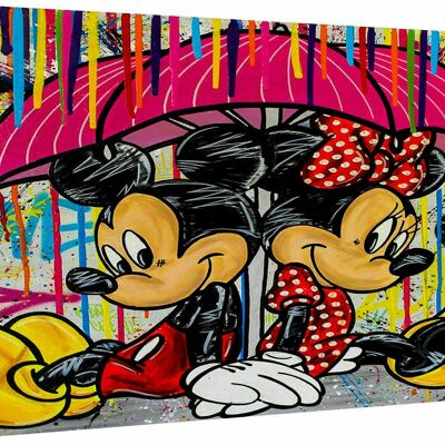 Pop Art Mickey Mouse Minnie Cuadro en Lienzo - Formato Paisaje - 40 x 30 cm