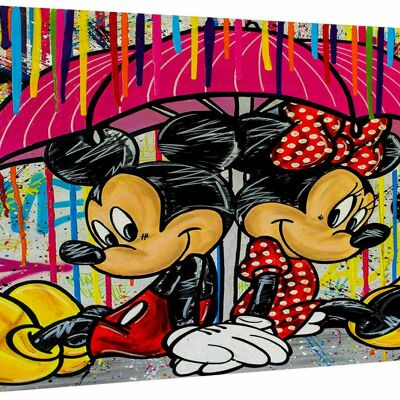 Cuadro en Lienzo Pop Art Mickey Mouse Minnie - Formato Apaisado - 90 x 60 cm