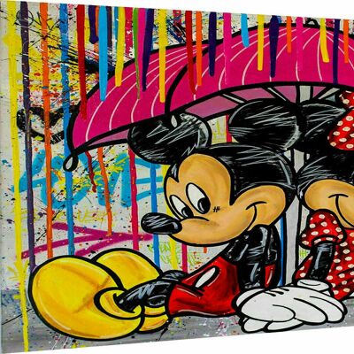 Pop Art Micky Maus Minnie Leinwand Bilder Wandbilder - Querformat - 90 x 60 cm