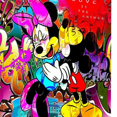 Pop Art Mickey Mouse Minnie Canvas Picture Wall Art - Portrait Format - 60 x 40 cm