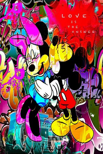 Tableau Pop Art Mickey Mouse Minnie sur Toile - Format Portrait - 75 x 50 cm 2